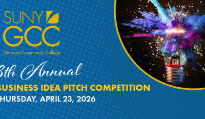 Graphic of color explosion that says next to it 8th Annual Business Idea Pitch Competition