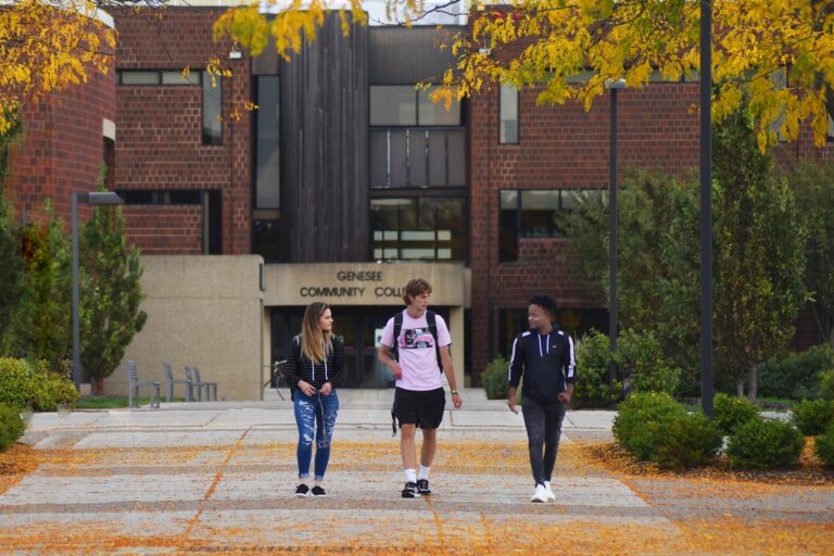 Students walking together outside