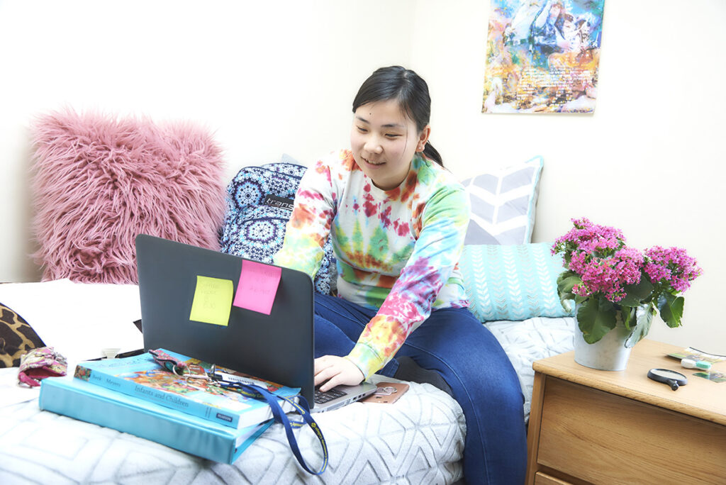 Student studying online