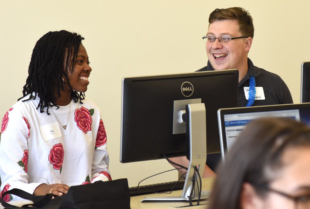 Students using computer